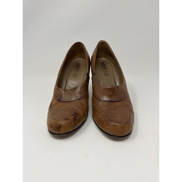 Anyi Lu Size 5.5 Euroupe 36‎ Chestnut Rustic Brown Soul Heel Leather Italy 2 1/2 - Picture 3 of 6